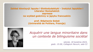 Wykład gościnny prof. Stéphanie Gobet (Université de Poitiers, Francja)